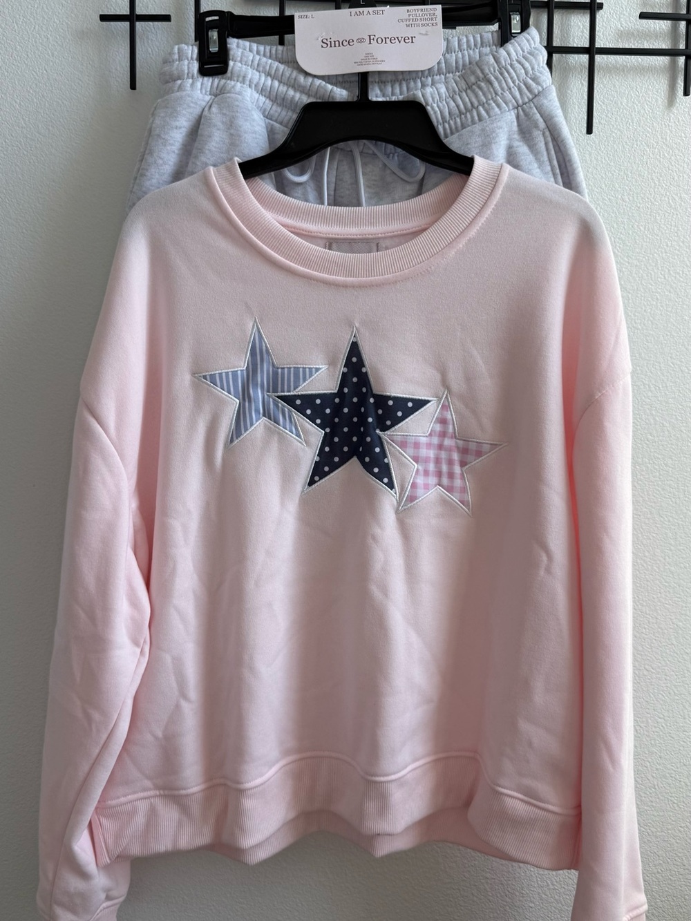 Since Forever Pink Star 3 Piece Lounge Set Shorts Socks Size Large NWT